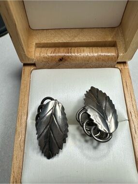 Sterling Silver Leaf Clip-On Earrings - Silver